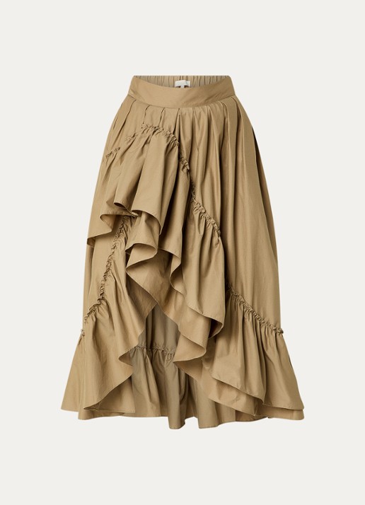 JOSH V Tarrant maxi rok met steekzakken - voorkant khaki