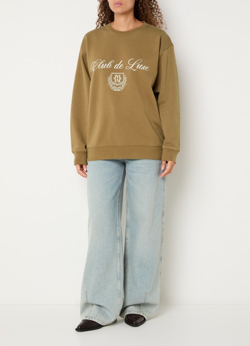 JOSH V Woodson sweater met print - voorkant 4 zand