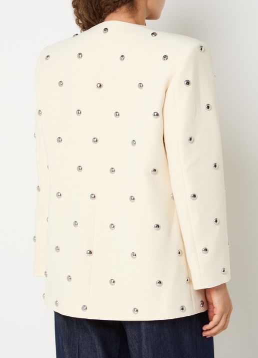 JOSH V Yven blazer met paspelzakken en studs - achterkant 4 lichtgeel