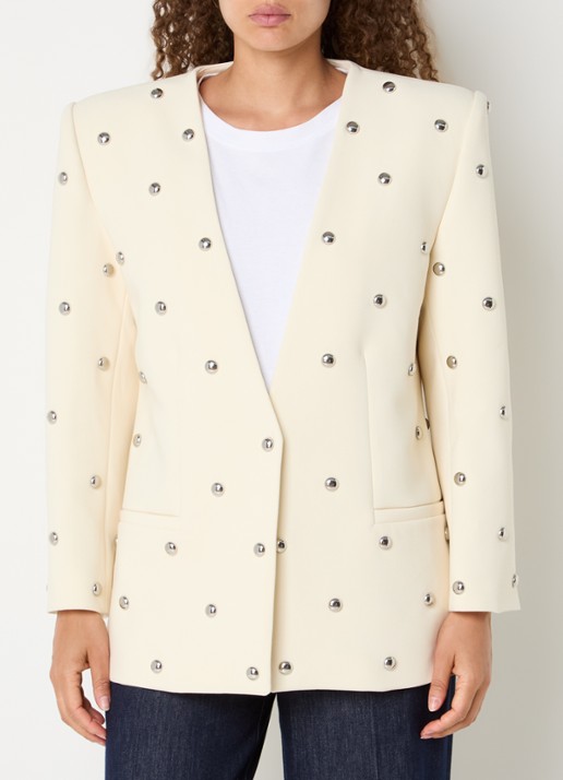 JOSH V Yven blazer met paspelzakken en studs