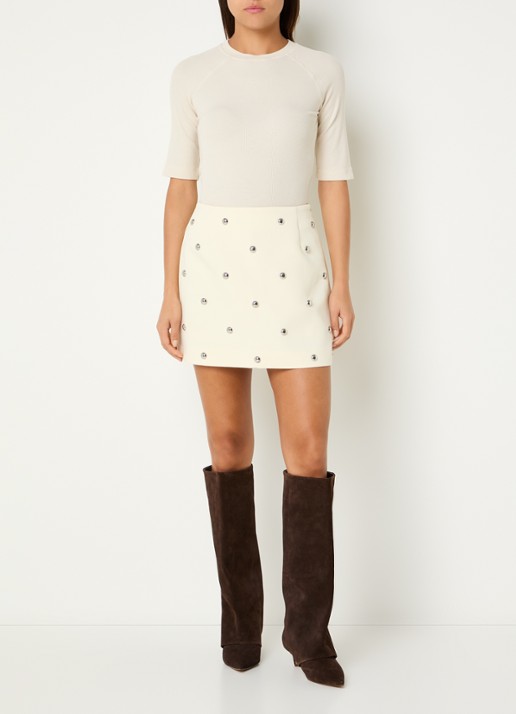 JOSH V Zeno mini rok met studs - voorkant 4 lichtgeel