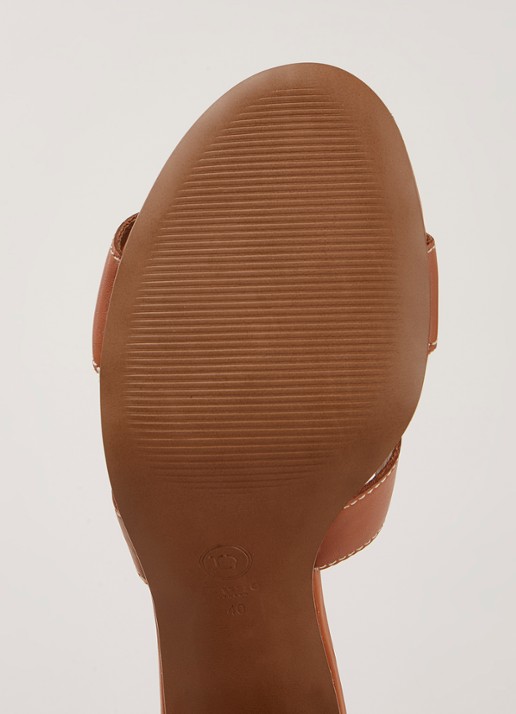 Joupe muiltje van leer - detail 4 cognac