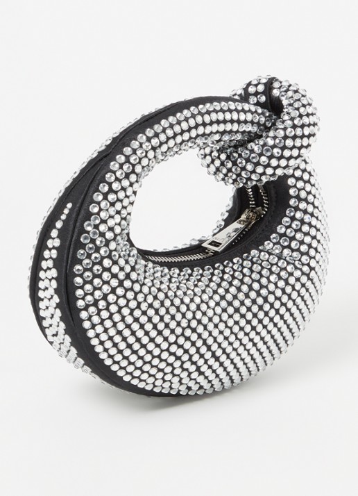 JW PEI Abacus Crystal handtas met strass - achterkant 2 zwart