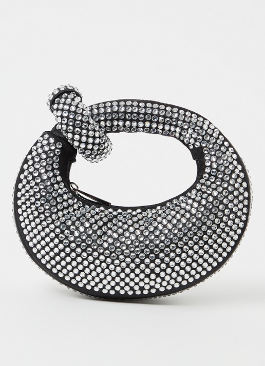 JW PEI Abacus Crystal handtas met strass - voorkant zwart