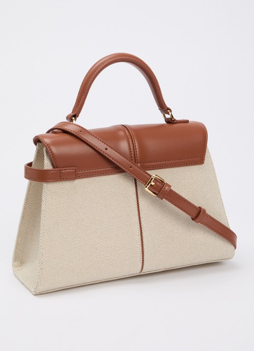 JW PEI Elise Large handtas met afneembare schouderriem - achterkant 5 cognac