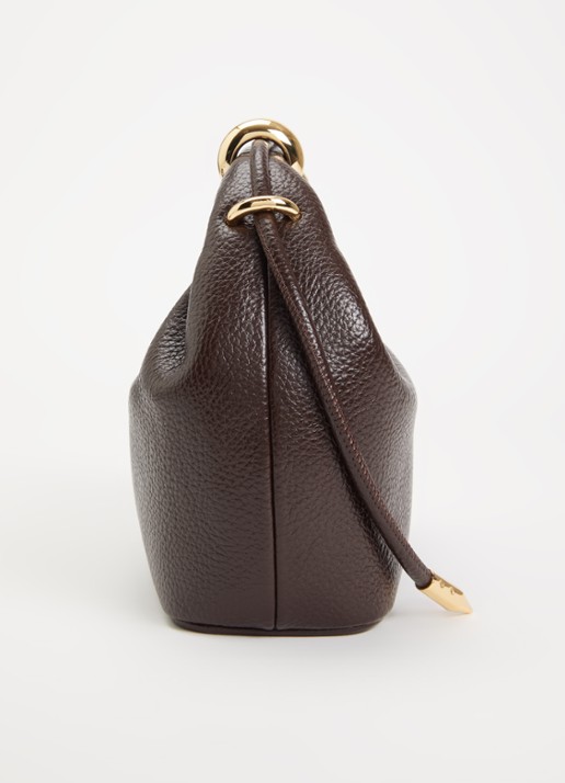 JW PEI Ellie Metal Ring Embellished handtas met afneembare schouderriem - detail 3 donkerbruin