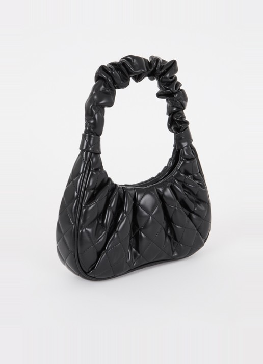JW PEI Gabbi handtas met quilt patroon - achterkant 2 zwart