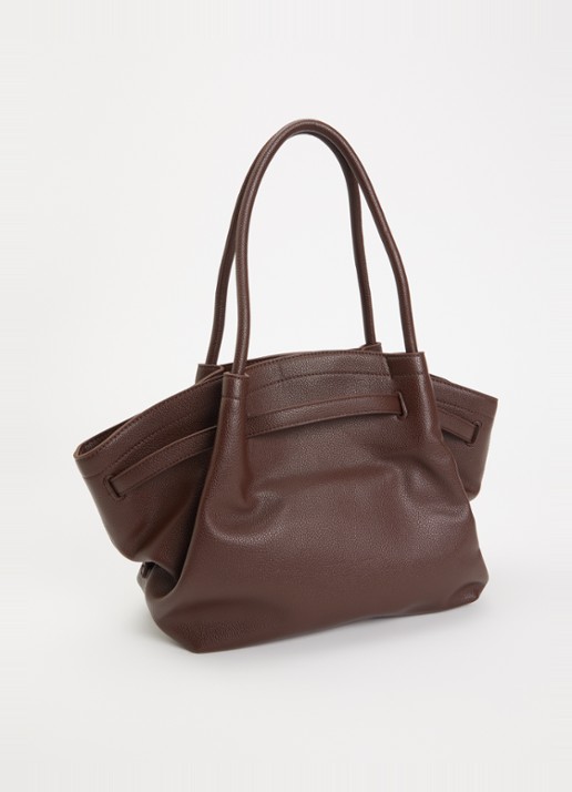 JW PEI Hana Medium schoudertas met logo - achterkant donkerbruin