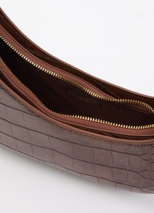 JW PEI Harlee schoudertas met crocostructuur - detail 2 bruin