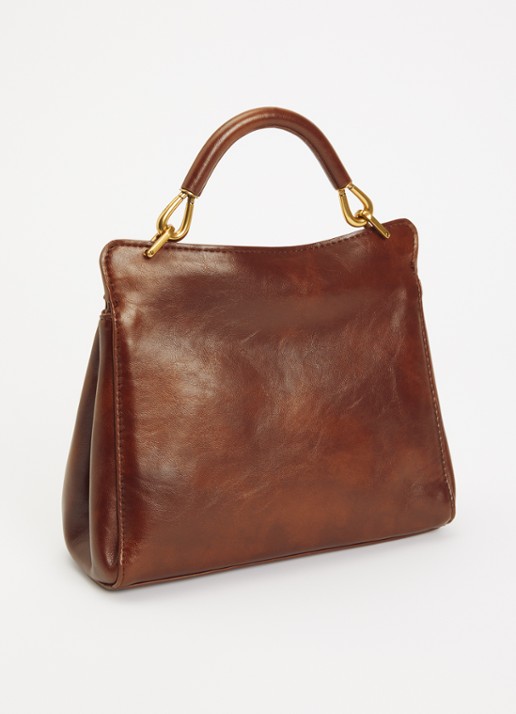 JW PEI Lucia Classic handtas met afneembare schouderriem - achterkant 5 cognac