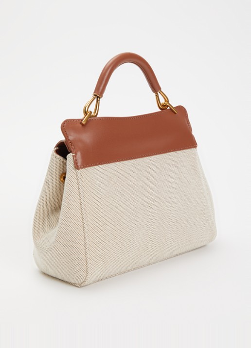 JW PEI Lucia handtas van canvas - achterkant bruin