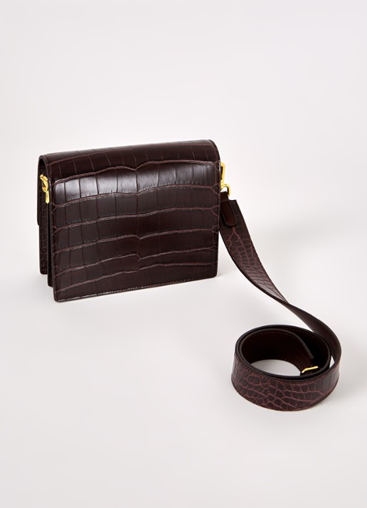 JW PEI Mini Flap crossbodytas   - achterkant 3 donkerbruin
