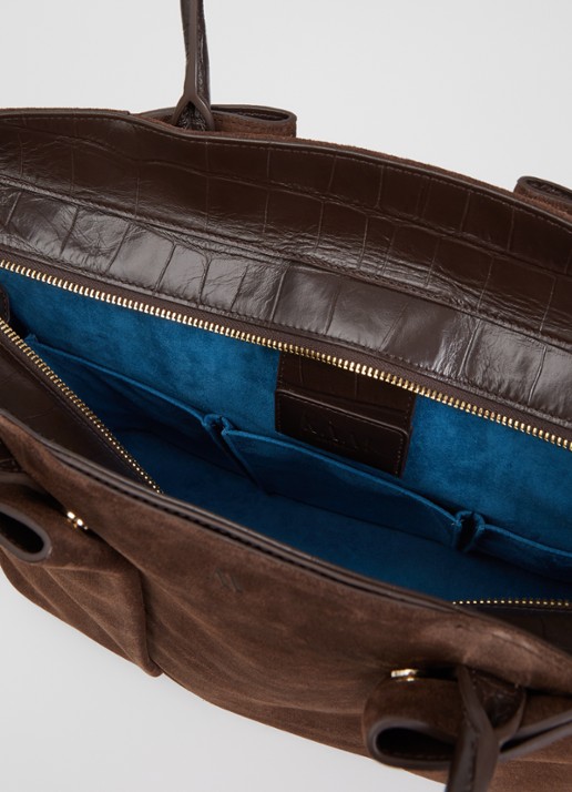 KAAI Horizon businesstas van suède met 16 inch laptopvak - detail 4 bruin