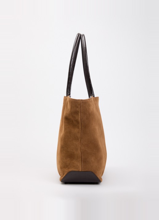 KAAI Horizon businesstas van suède met 16 inch laptopvak - detail 3 cognac