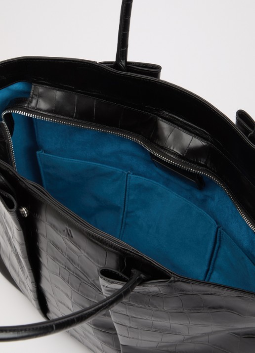 KAAI Horizon schoudertas van kalfsleer met 16 inch laptopvak - detail 2 zwart