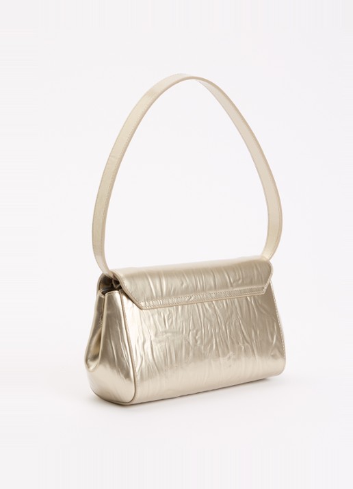 KAAI Ikon clutch van kalfsleer met lakfinish en verstelbare schouderriem - achterkant goud