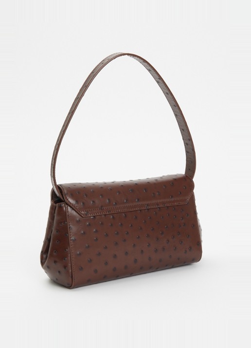 KAAI Ikon clutch van kalfsleer met textuur en afneembare schouderriem - achterkant 2 hazelnootbruin