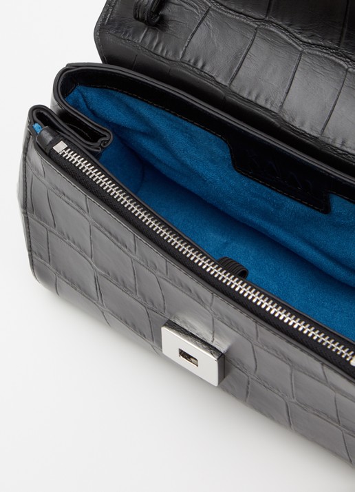 KAAI Ikon clutch van leer met afneembare schouderriem - detail 2 zwart