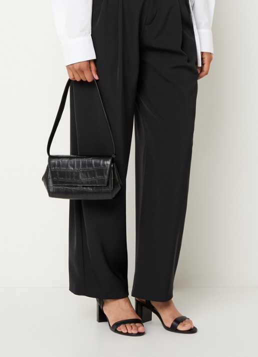 KAAI Ikon clutch van leer met afneembare schouderriem - voorkant 6 zwart