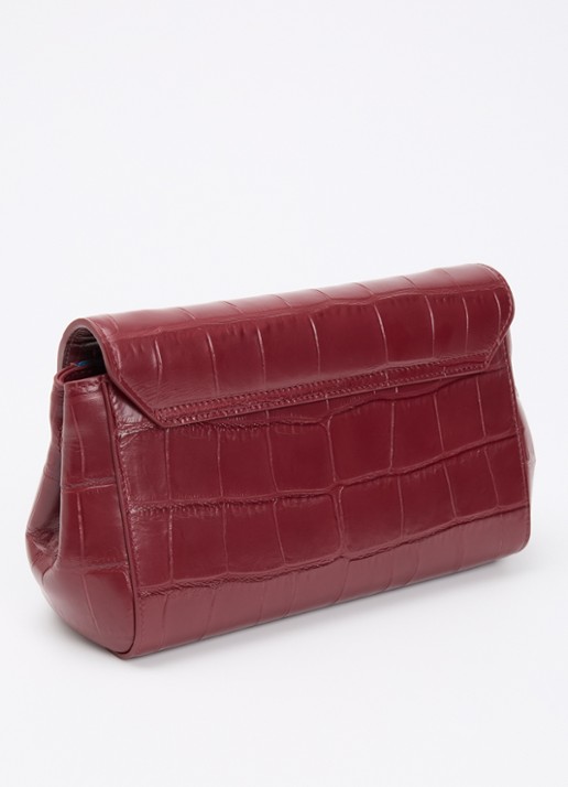 KAAI Ikon clutch van leer met afneembare schouderriem - achterkant 7 bordeauxrood