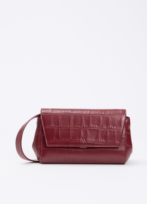 KAAI Ikon clutch van leer met afneembare schouderriem - voorkant 4 bordeauxrood