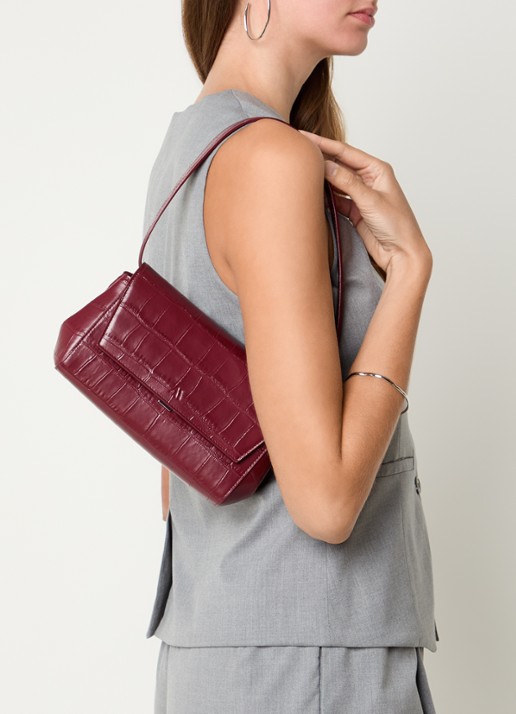 KAAI Ikon clutch van leer met afneembare schouderriem - voorkant 5 bordeauxrood