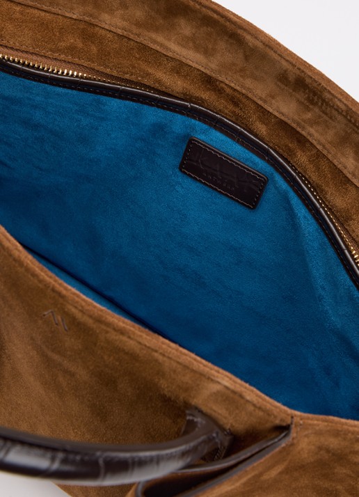 KAAI Mini Horizon handtas van suède met afneembare schouderriem - detail 3 cognac