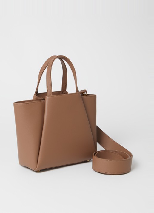KAAI Mini Pyramid handtas van leer - achterkant 4 taupe