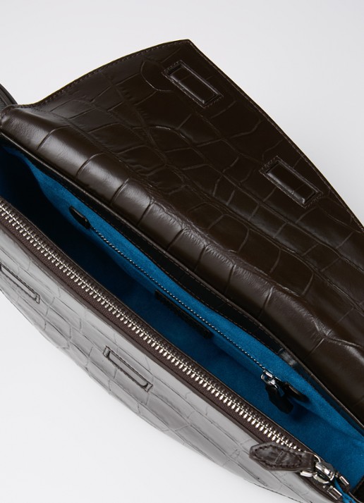 KAAI Rebel crossbodytas van kalfsleer  - detail 2 donkerbruin