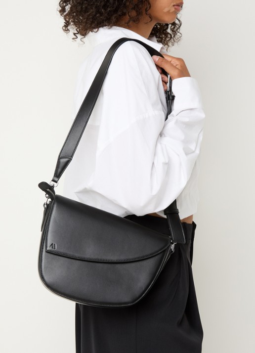 KAAI Rebel crossbodytas van leer - voorkant 6 zwart