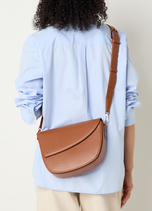 KAAI Rebel crossbodytas van leer - voorkant 3 cognac