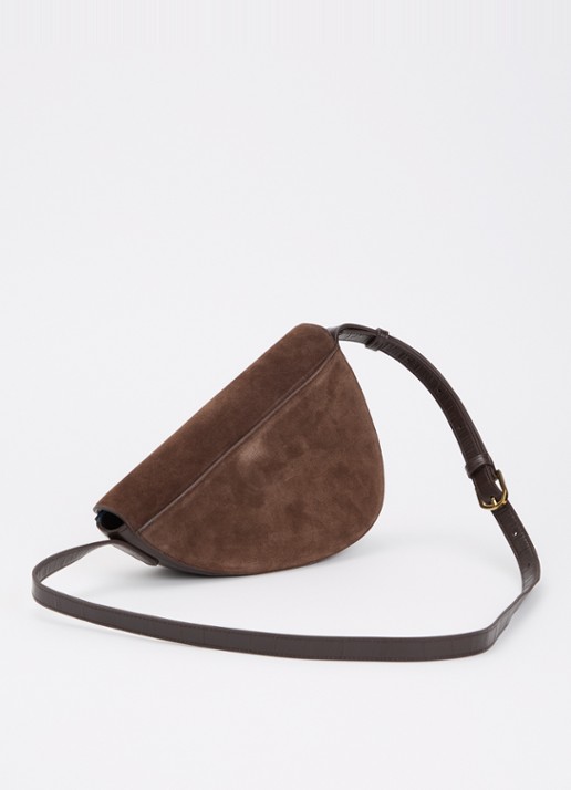 KAAI Rebel crossbodytas van suède - achterkant bruin