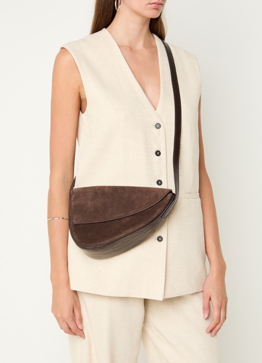 KAAI Rebel crossbodytas van suède - voorkant 3 bruin