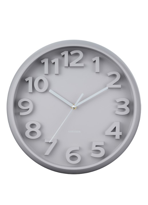 Karlsson Elevated Classic Numbers wandklok  - voorkant 4 grijs