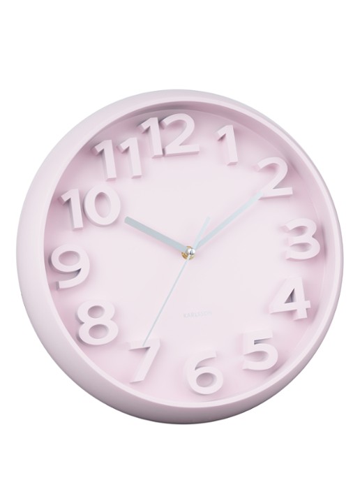 Karlsson Elevated Classic Numbers wandklok  - detail roze