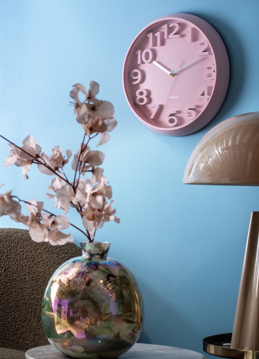 Karlsson Elevated Classic Numbers wandklok  - voorkant 5 roze