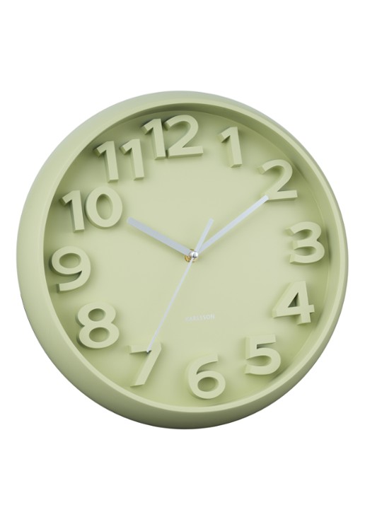 Karlsson Elevated Classic Numbers wandklok  - detail groen
