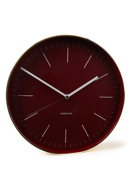 Karlsson Minimal wandklok 27,5 cm - voorkant bordeauxrood