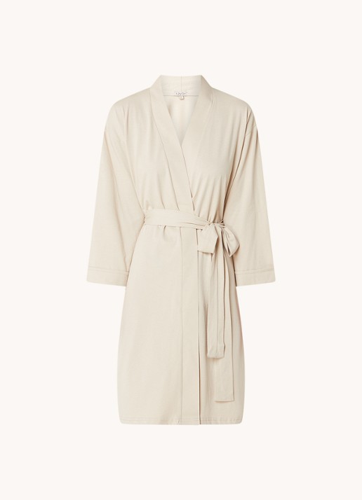 Kayori Saigon kimono met strikceintuur - voorkant 2 zand