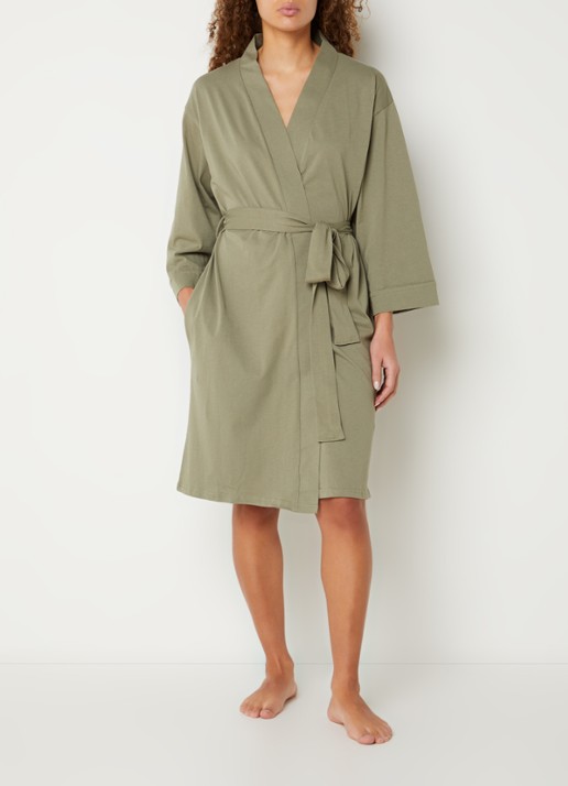 Kayori Saigon kimono met strikceintuur - detail 3 khaki
