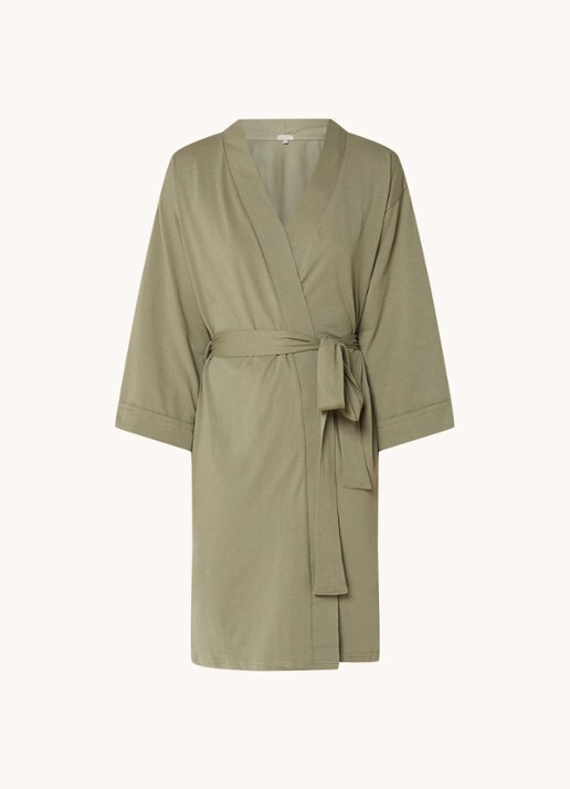 Kayori Saigon kimono met strikceintuur - voorkant khaki