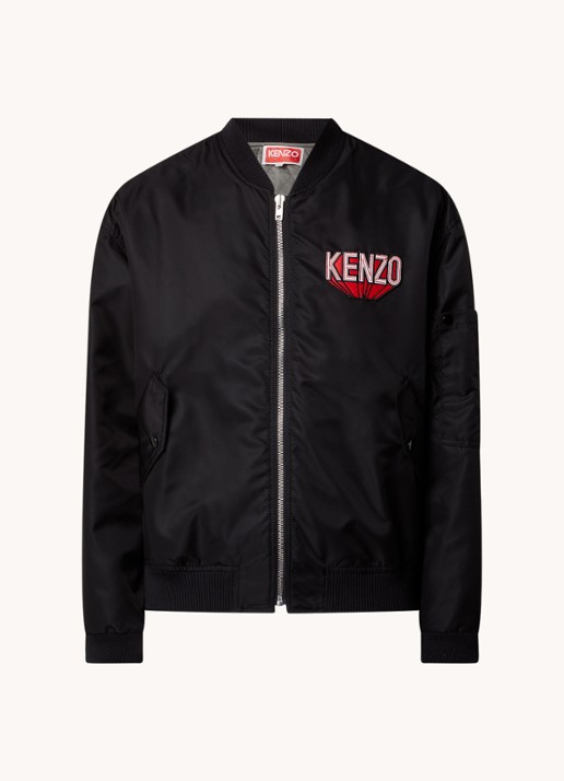 KENZO Bomberjack met logo- en backprint - voorkant 5 zwart