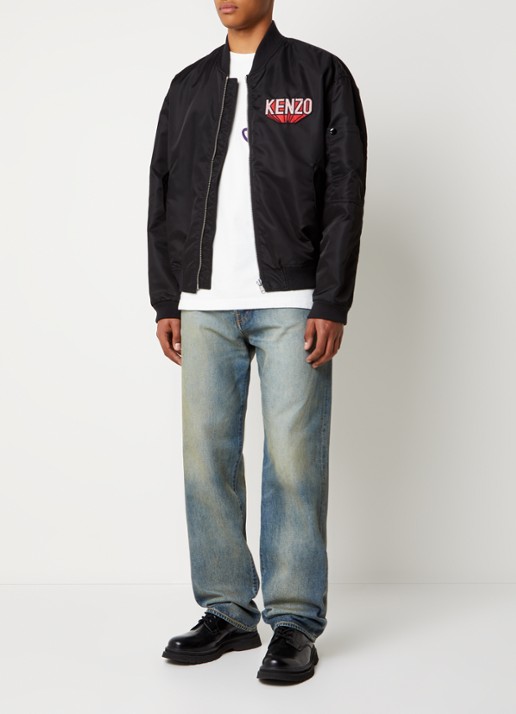 KENZO Bomberjack met logo- en backprint - voorkant 6 zwart