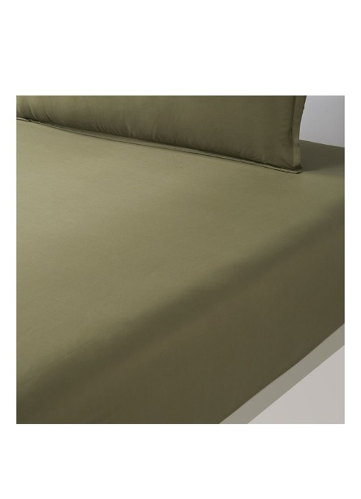 KENZO Iconic hoeslaken van katoensatijn 300TC, hoekhoogte 33,5 cm - voorkant camel