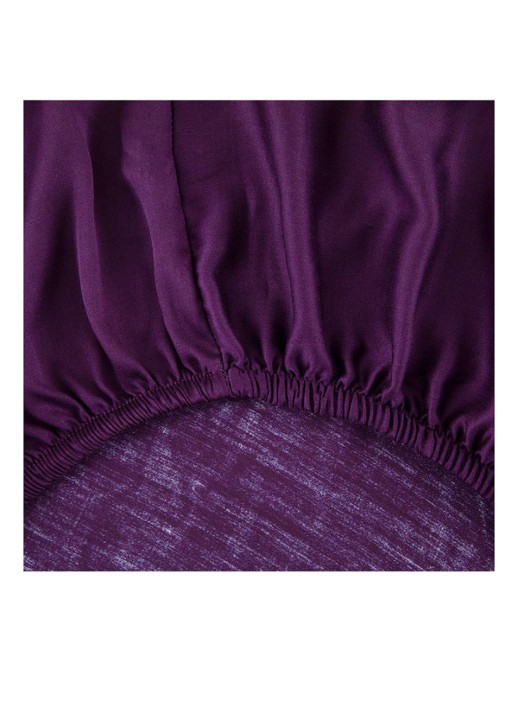 KENZO Iconic hoeslaken van katoensatijn 300TC, hoekhoogte 33,5 cm - voorkant 5 aubergine