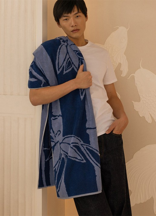 KENZO K Bamboo strandlaken - 90 x 160 cm - detail 2 blauw