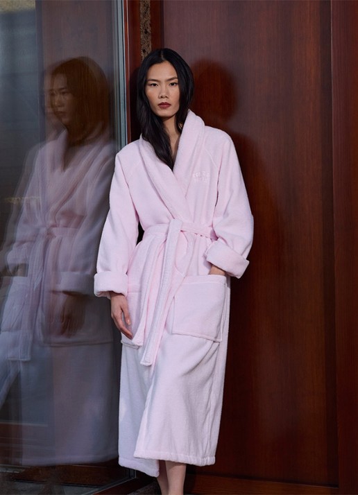 KENZO K Bokeheart badjas met logoborduring - voorkant 5 rose