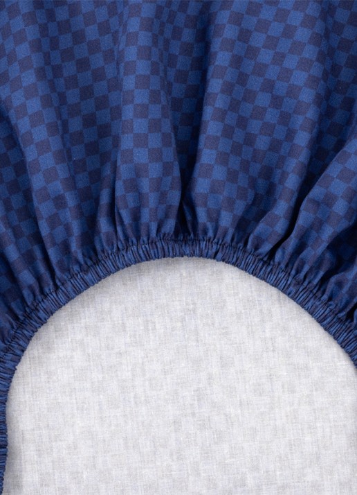 KENZO K Dahlia hoeslaken, hoekhoogte 35 cm - voorkant 2 blauw