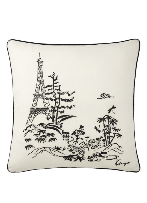 KENZO K Estampe sierkussenhoes 45 x 45 cm - achterkant 3 zwart