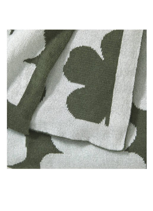 KENZO K Hanadot plaid met bloemenprint 130 x 170 cm - voorkant 4 khaki